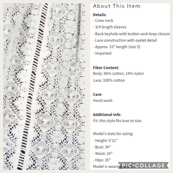 ๐JOIE๐ Ganden Multi Lace 3/4 Sleeve Blouse - Picture 6 of 8